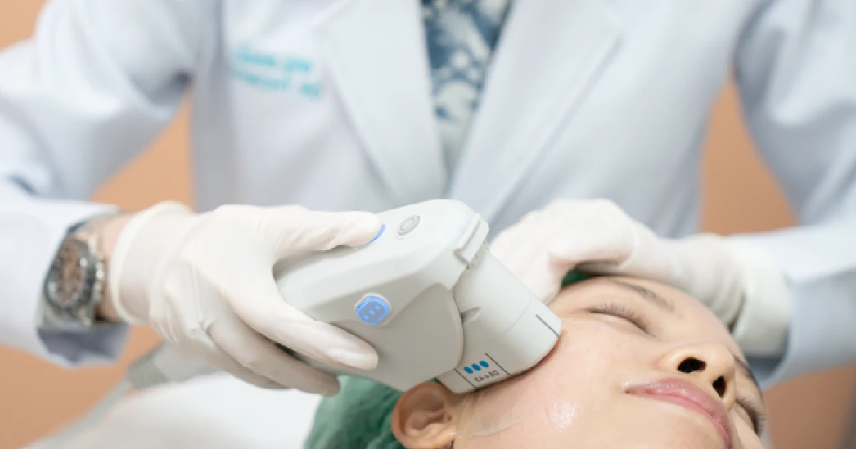 Patient receiving Lutronic Ultra laser treatment in Greenwich, CT