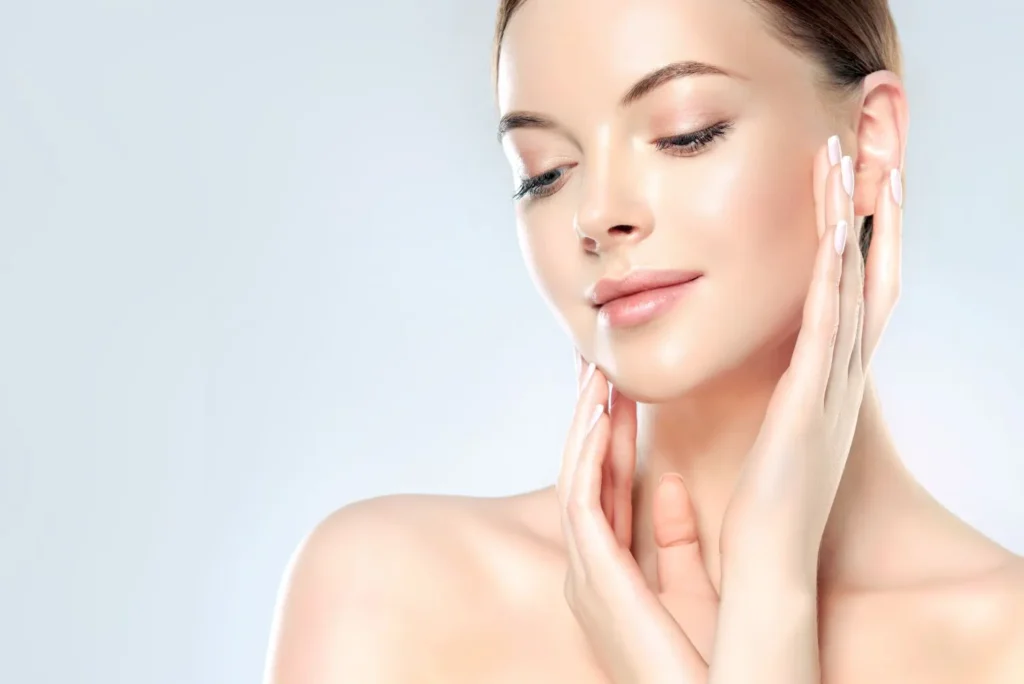 Women touching her face